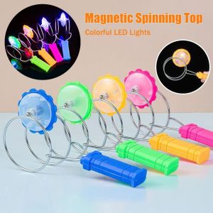 MAELIN Plastic ic Spinning Top With Colorful LED Lights ic Adsorption Auto Glows Rotating Gyro Interesting Hand Cranked Gyroscope Outdoor/Indoor Toy