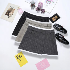 COD Irregular Stripe Pants Skirt Korean Style Womens High-Waist Fashion Anti-Exposure One-piece Blazer Skirt 97512026 New Arrival