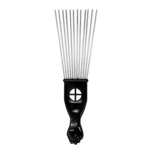 SDFSF Black Fist Afro Metal Comb Wide Teeth Professional African Hair Pik Comb Brush Hairstyle Styling Tool Durable American Pick Hair Combs Salon