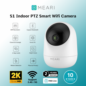 Meari S1 3MP 2K Indoor 360° PTZ Smart Wifi CCTV Camera Night Vision foc cloud storage Supported