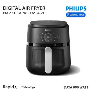 Philips Digital Air Fryer NA221 / NA211 Low Watt 800 Watt Rapid Air Technology Transparan dilengkapi Lampu