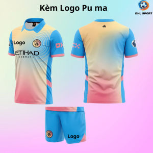 (Vải thun mè) Áo bóng đá CLB Man city xanh hồng sân khách 2024/2025 áo bóng đá in tên số theo yêu cầu ĐHL SPORT