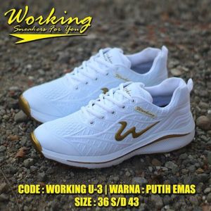 Sepatu Jogging Senam Pria Wanita Dewasa Sport Terbaru Ringan Empuk Ukuran 35 - 41 Murah Putih U 03