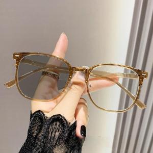 JN IMPRESSION Korean Photochromic Large-frame Plain Anti-blue Light Ultra-light Finished Myopia Glasses