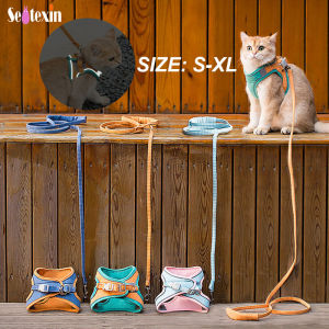 Sentexin Cat Harness with Leash Set Reflective Dog Vest Chest Harness Soft Traction Rope Collar for Small Medium Dogs Cats