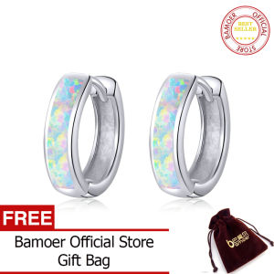 BAMOER Bông Tai Dạng Vòng Tối Giản Bằng Bạc Sterling 925 Thật Cho Nữ Khuyên Tai Vòng Tròn Trang Sức Đính Hôn Bản To SCE861