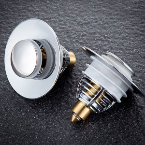Universal 304 Stainless Steel Pressed Type Bounce Core Sink Filter for Bathtub Basin Bathroom Sink Kitchen Sink Vanity Pressed