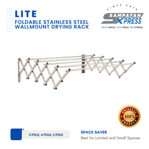 Sampayan Xpress® LITE 5 Poles Retractable Stainless Steel Wall Mounted Clothes Drying Rack (Sampayan)