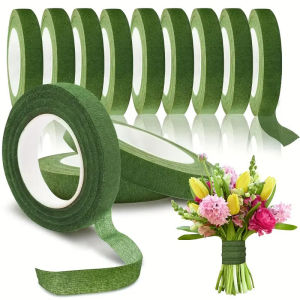 10PCS Flower Tape Florist Elastic Tape Floral Waterproof Self Adhesive Green Paper Type Tape