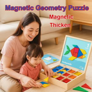 [Brain training] Geometric shape magnetic jigsaw puzzle magnetic tangram set puzzle brain teaser / educational game childrens educational wooden toys / intelligence development wooden puzzle