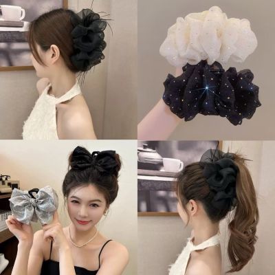 Kẹp tóc vải bong bóng vải voan nhiều lớp nơ tầng phồng phong cách tiểu thư sang chảnh K53
