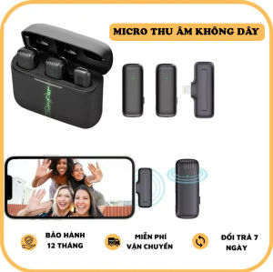 [ HÀNG TỐT ] Micro Không Dây Cài Áo Thu Âm Cho Điện Thoại J13 - Micro Thu Âm Không Dây Dùng Được Cho Iphone/Android Âm Thanh To Rõ Pin Trâu Có Hộp Sạc Không Dây - Micro Thu Âm Cài Áo Loại Tốt Bảo Hành 12 Tháng