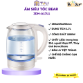 Ấm Siêu Tốc 1.7L Bear ZDH-A17L1, Công suất cao 1800W, Bình Thủy Tinh Đun Nước Siêu Tốc, Đèn UV Diệt Khuẩn,  Bảo hành 18 tháng. 