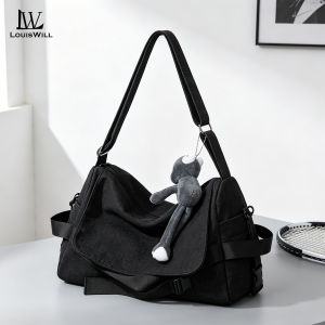 LouisWill Shoulder Bag Fashion Messenger Bag Portable Travel Bag Large Capacity Cross Body Bag Lightweight Casual Bag Leisure Sport Street Bag Mens Bag Sling Bag for Men Shoulder Bag for Men Black Bag
