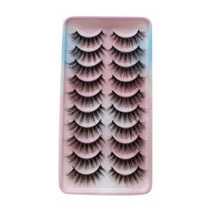 PRIMEPICKGLOBAL 10 Pairs Fluffy Manga Lashes Full Strip 3D False Eyelashes Natural Short Cosplay Lashes for Women