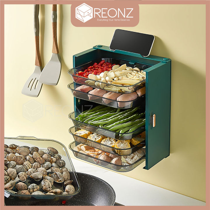 REONZ Luca Wall Kitchen Rack Multilayer Stackable Organizer Tray Punch ...
