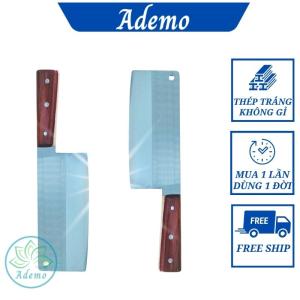 Dao chặt xương bò gà thép trắng không gỉ tay cầm cán gỗ ép đinh tán dài 35cm