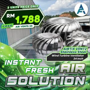 AIRTIX VENTZ AT-0013 Stainless Steel Wind Turbine Ventilator 28 Inch (With Free Installation in JOHOR)