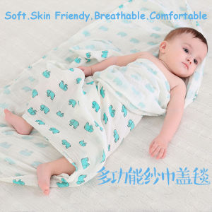 🍼(110 x110cm)🍼 0-3yrs 2 Layers Ultra Soft Muslin Swaddles Cotton Gauze Towel Blanket for Newborn baby Boys Girls selimut tuala