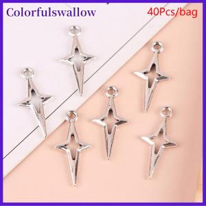 Colorfulswallow 40pcs 23x10mm cổ bạc màu openwork Sao quyến rũ đối với trang sức làm phụ kiện tự làm