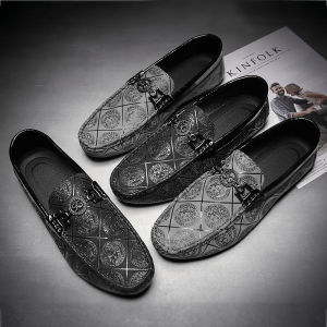 [QZbear]Printed แบนผ้าใบรองเท้าผู้ชาย 2020 ใหม่อังกฤษแฟชั่นสบายๆรองเท้าผู้ชายขี้เกียจรองเท้า Loafers สำหรับผู้ชาย