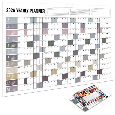 Wall Calendar 2026 Yearly Planner 2026 Wall Calendar With Detachable Stickers Minimalist Planner For Home Office School