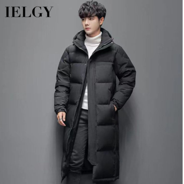 IELGY Winter men's cotton-padded jacket couple's long thick warm hooded  simple fashion youth coat Lazada PH