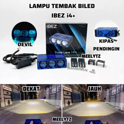 IBEZ i4+ - Lampu tembak Biled 3 Mata Blue Lens