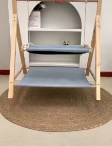 Cat Bed Hammock Swing Bed WoodenBed Cat Nest Hanging Cat House Upper Lower Layer Solid Wood Hammock