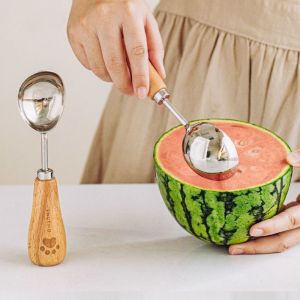 XYAX 2pcs น่ารักน่ารักๆ ช้อนตักไอศกรีม เหล็กไร้สนิม หนาขึ้น ช้อนแตงโมผลไม้ อุปกรณ์ทำอาหารทำอาหาร ทนทานต่อการใช้งาน ช้อนตักอาหารเย็น ร้านอาหารในร้านอาหาร