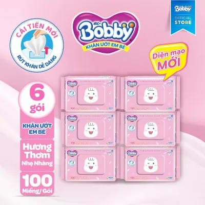 [25-29.08 QUÀ TO]Combo 6 gói khăn ướt Bobby Care có hương 100 miếng/gói