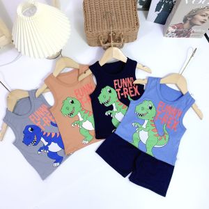 [MẪU HÈ] BỘ BA LỖ KHỦNG LONG CHẤT COTTON MỀM MÁT SIÊU DỄ THƯƠNG CHO BÉ 8-24KG. VIDEO THẬT. BIBO BABY SHOP