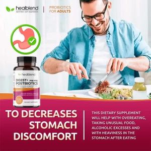 Digestive Probiotics for Adults with Digestive Enzymes & Postbotics 60/120 Capsules Comprehensive Gut Support