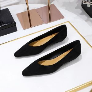 IELGY Red comfy suede pointed-toe low-heeled mules for women versatile simple