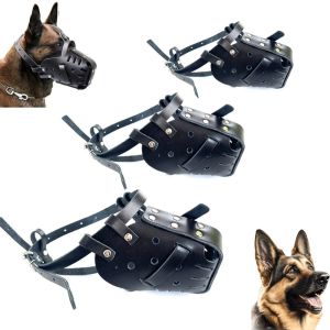 MARBLEX Leather Dog Muzzle Soft Adjustable Design Pet Dog Basket Muzzles Durable Secure Strap Anti Bite Dog Mouth Cage Biting Prevention