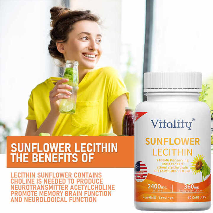 Sunflower Lecithin Capsules, 2400 mg Organic Sunflower Lecithin