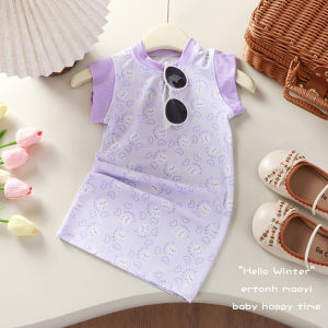 ChoiFoo Choifoo กระโปรงพิมพ์ลายดอกไม้แขนกุดน่ารักสำหรับเด็กผู้หญิงชุดเดรสเด็กหญิงใหม่เสื้อผ้าเด็กสไตล์เกาหลีระบายอากาศได้ดีชุดเดรสยาวเนื้อบางนุ่มใส่สบายผิวเป็นมิตรกับผิว