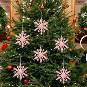 [COD] mingxuan 6Pcs Christmas Glitter Snowflake Ornaments Plastic Snowflake Decorations For Christmas Tree New Year Holiday Party Decor
