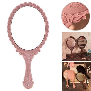 FEELING WELL Ladies Retro Vintage Creative Makeup Mirrors Handhold Mirrors Pattern Handle Lace Mirrors