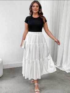 Casual Plain Color Plus Size Big Size Tiered Layered Skirt - fits up to 38 Waistline - fits up to 38 cm waistline - classy and elegant - timeless classic - timeless piece - casual office or party - classic piece - super kapal ng tela - hindi kayo ma