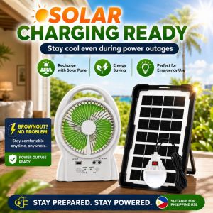 Solar electric fan with panel With Solar Panel 2 LED Light Electric Charger