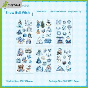 【SHZTGM】 ชุดสติกเกอร์คริสต์มาส6แผ่นชุดเครื่องเขียนสำหรับตกแต่งแบบทำมือสมุดบันทึกถ้วยถ้วยสมุดโน้ตอุปกรณ์สำหรับทำสมุดภาพโทรศัพท์มือถือ