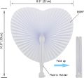 60 Pcs White Paper Fans, Folding Handheld Fans for Wedding, Round Shaped Paper Fans with Plastic Handle for Birthday Party.(Heart). 