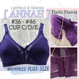 Plus Size Cup B/C Full Cup Bra #34~50 Women BRA ANNAH Wireless Bra Thin Span Padding Baju Dalam Bra Wanita Penuh Tutup Nipis Span Tiada Dawai