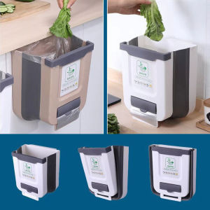Hanging Kitchen Trash Can with Garbage Bag Storage Wall Mounted Foldable 10L 7L Simple Human Trash can Portable Collapsible Garbage Folding Waste Bin for Cabinet Door Bedroom Bathroom Cupboard Office Dorm Room Drawer Car