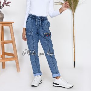 celana kulot jeans bordir love anak anak