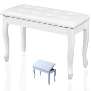 Minsine Wooden Piano Bench Stool Soft Cushion Padded with Sheet Music Storage Black  for Electronic Piano