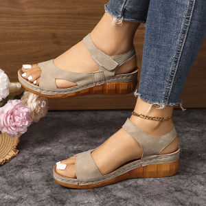 Free Shipping WomenS Shoes 2026 New WomenS Wedge Sandals With Open Toe And Thick Soles Summer Plus-Size WomenS Shoes