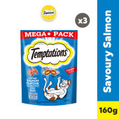 TEMPTATIONS Cat Treats - Tasty Chicken / Tempting Tuna / Savoury Salmon 160g (3 Packs)