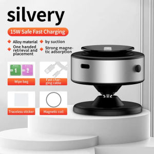 🇸🇬 Ready Stock Magnetic Car Phone Holder 360° Swivel Vacuum Suction Mount Wireless Charging Stand USB Rechargeable